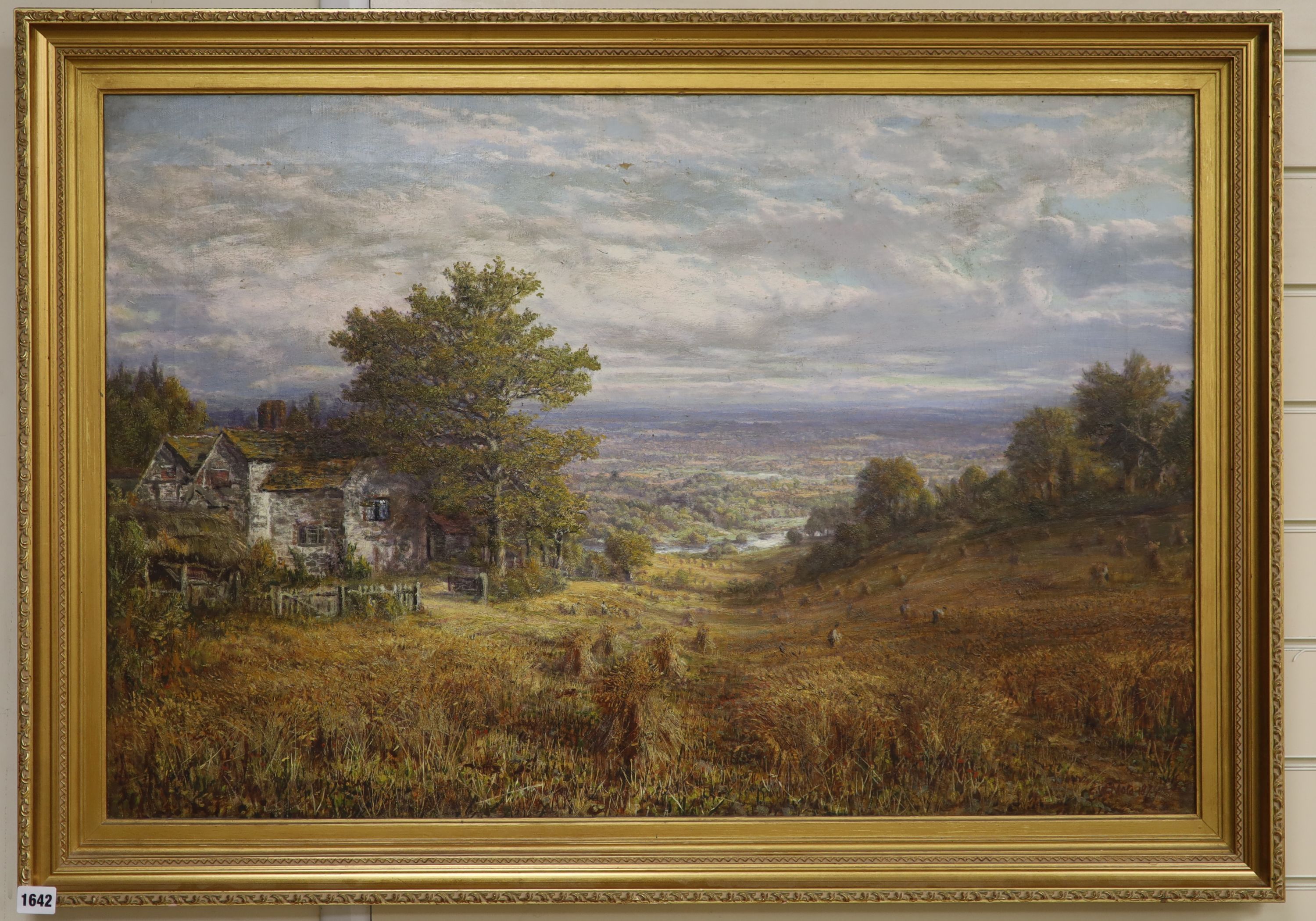 George William Mote (1832-1909), oil on canvas, 'Homestead Surrey', signed and dated 1874, 60 x 90cm